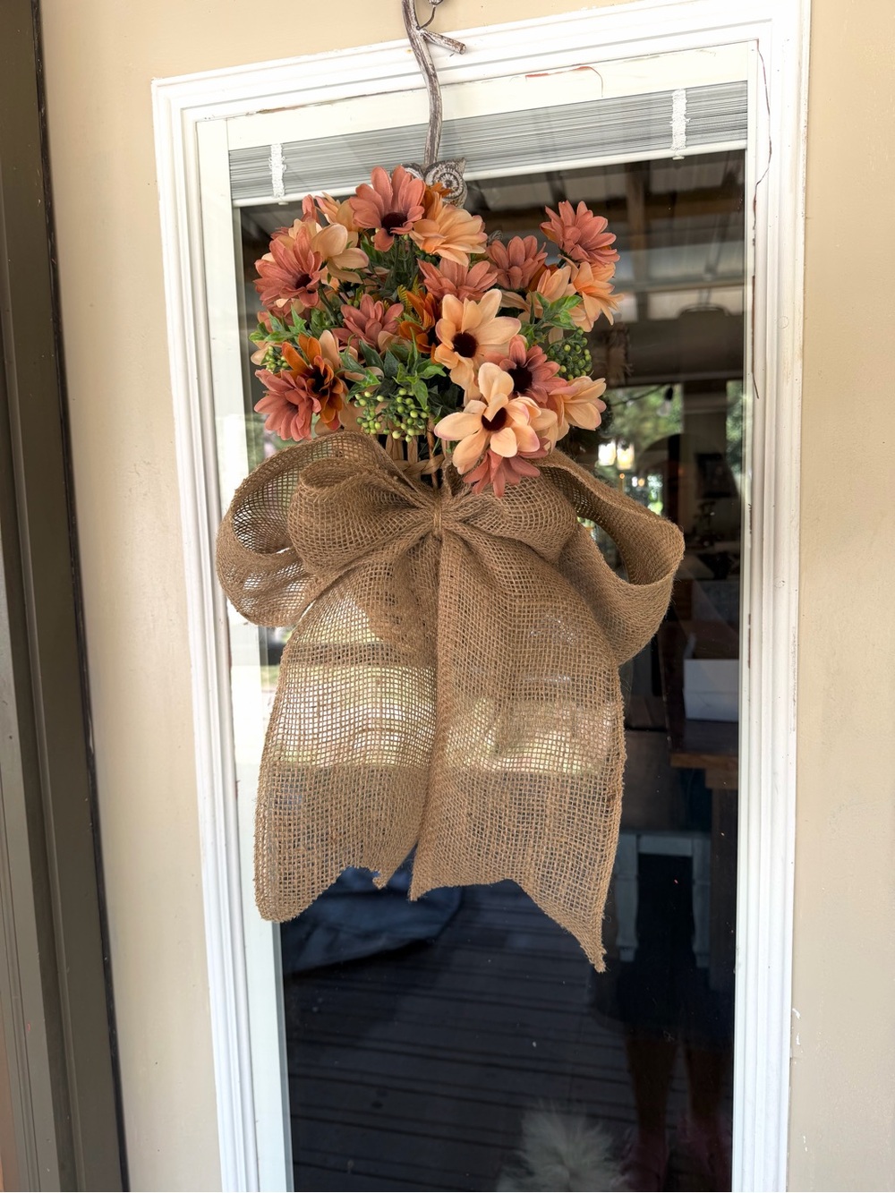 Fall Wall Basket with Burlap Bow